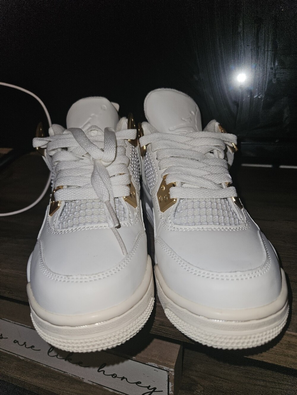 Jordan Women's White and Gold Sneakers - Picture 7 of 12